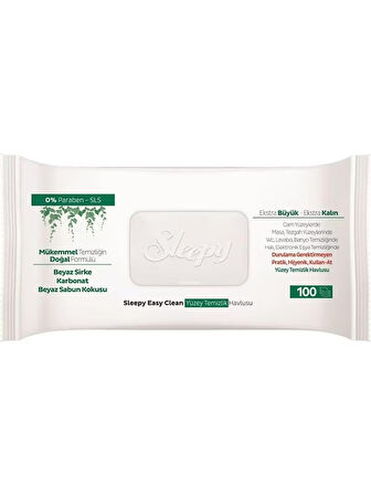 Sleepy Easy Clean Beyaz Sabun Katkılı Yüzey Temizlik Havlusu&Mendili 2x100 (200 Yaprak)