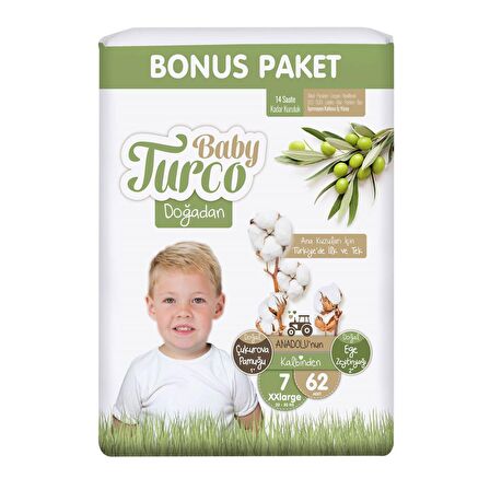 Baby Turco Doğadan 7 Numara XX Large 62'li Bel Bantlı Bez
