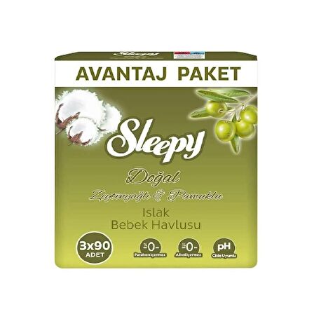 Sleepy Islak Mendil 3x90'lı Zeytinyağlı (2'li)