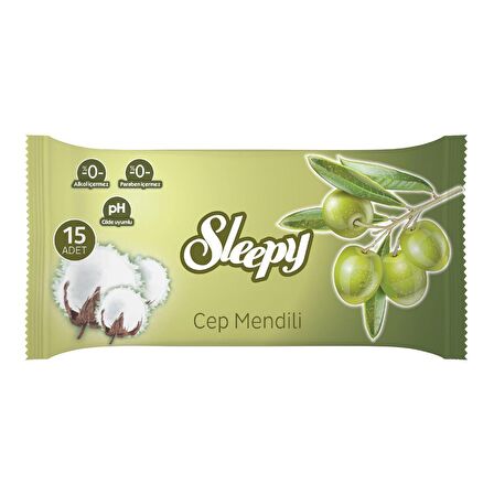 Sleepy Doğal Zeytinyağlı ve Pamuklu Cep Mendili 4x3x15 (180 Yaprak)