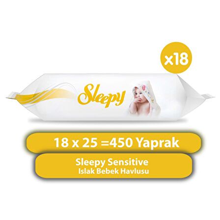 Sleepy Sensitive Islak Bebek Havlusu 18x25 (450 Yaprak)