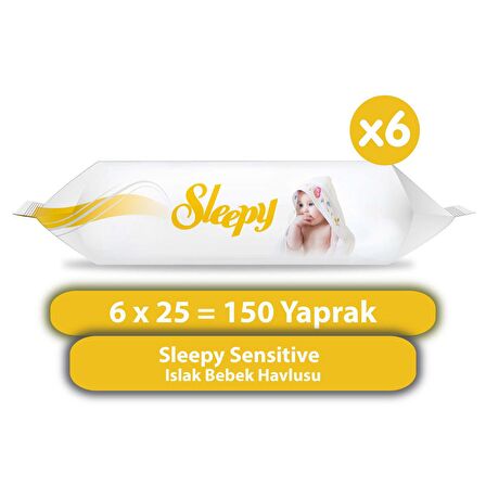 Sleepy Sensitive Islak Bebek Havlusu 6x25 (150 Yaprak)