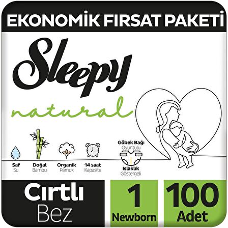 Sleepy Natural 1 Numara Yenidoğan 100'lü Cırtlı Bez