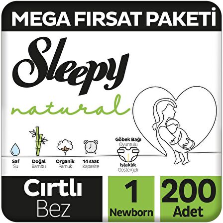 Sleepy Natural 1 Numara Yenidoğan 200'lü Cırtlı Bez