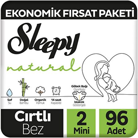 Sleepy Natural 2 Numara Mini 96'lı Cırtlı Bez