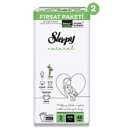 Sleepy Natural 2 Numara Mini 96'lı Cırtlı Bez