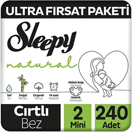 Sleepy Natural 2 Numara Mini 240'lı Cırtlı Bez