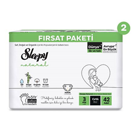 Sleepy Natural 3 Numara Midi 84'lü Cırtlı Bez