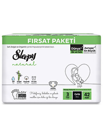 Sleepy Natural Fırsat Paketi Bebek Bezi 3 Midi Numara 42 Adet