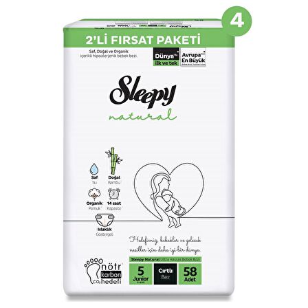 Sleepy Natural 5 Numara Junior 232'li Cırtlı Bez