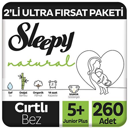 Sleepy Natural 2'li Ultra Fırsat Paketi Bebek Bezi 5+ Numara Junior Plus 260 Adet