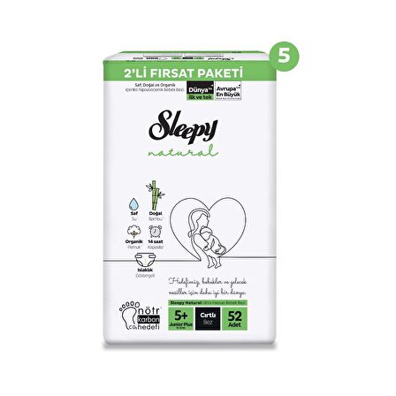 Sleepy Natural 2'li Ultra Fırsat Paketi Bebek Bezi 5+ Numara Junior Plus 260 Adet