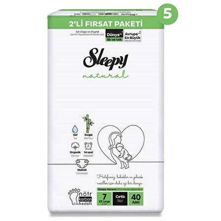 Sleepy Natural 7 Numara XX Large 200'lü Cırtlı Bez