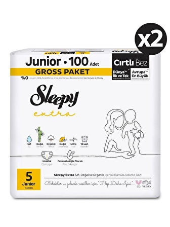 Sleepy Extra Günlük Aktivite Gross Paket Bebek Bezi 5 Numara Junior 200 Adet