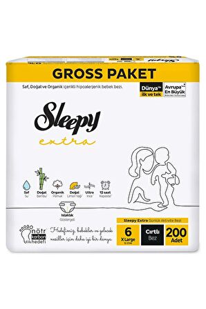 Sleepy Extra Günlük Aktivite Gross Paket Bebek Bezi 6 Numara Xlarge 200 Adet