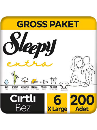 Sleepy Extra Günlük Aktivite Gross Paket Bebek Bezi 6 Numara Xlarge 200 Adet