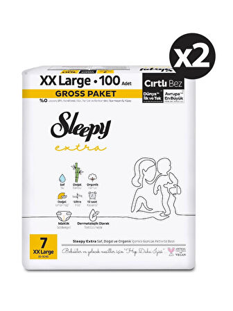 Sleepy Extra Günlük Aktivite Gross Paket Bebek Bezi 7 Numara Xxlarge 200 Adet