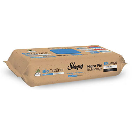 Sleepy Bio Çözünür Yüzey Temizlik Havlusu&Mendili Deniz Tuzu&Yosun 50 Yaprak