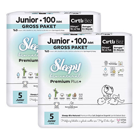 Sleepy Bio Natural Premium Plus Gross Paket Bebek Bezi 5 Numara Junior 200 Adet