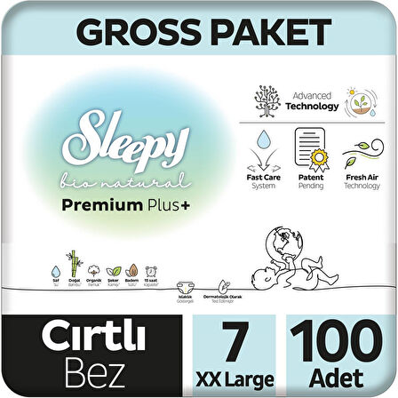 Sleepy Bio Natural Premium Plus Gross Paket Bebek Bezi 7 Numara Xxlarge 100 Adet