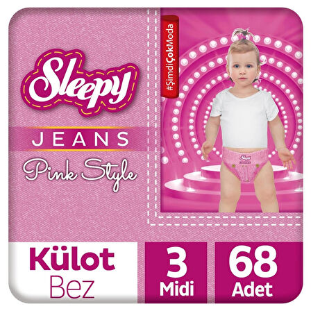 Sleepy Pink Jeans Külot Bez 3 Numara Midi 2'li Jumbo 68 Adet