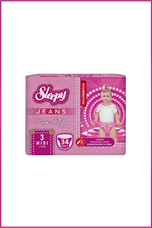 Sleepy Pink Jeans Külot Bez 3 Numara Midi 34 Adet