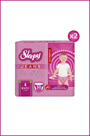 Sleepy Pink Jeans Külot Bez 4 Numara Maxi 2'li Jumbo 60 Adet