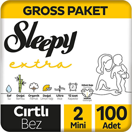 Sleepy Extra Günlük Aktivite Gross Paket Bebek Bezi 2 Numara Mini 100 Adet