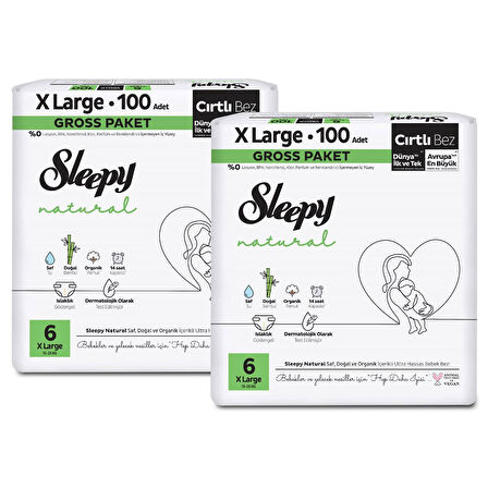 Sleepy Natural Gross Paket Bebek Bezi 6 Numara Xlarge 200 Adet