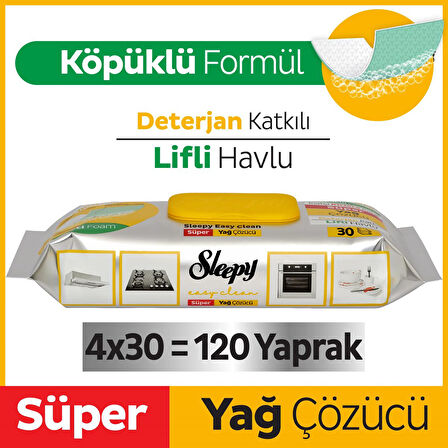 Sleepy Easy Clean Süper Yağ Çözücü Havlu 4x30 (120 Yaprak)