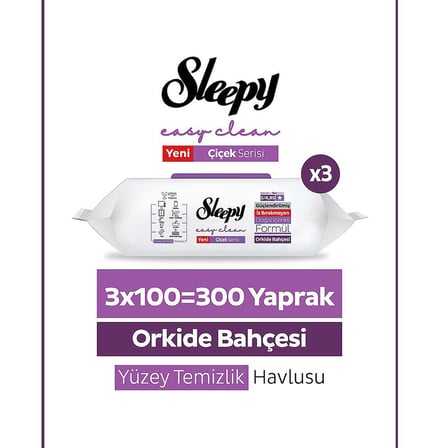 Sleepy Yüzey Temizlik Havlusu 100 lü Orkide Bahçesi 3 lü