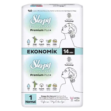 SLEEPY BİO NATURAL PREMİUM PLUS+ 1 NORMAL PAKET  - 14 PCS