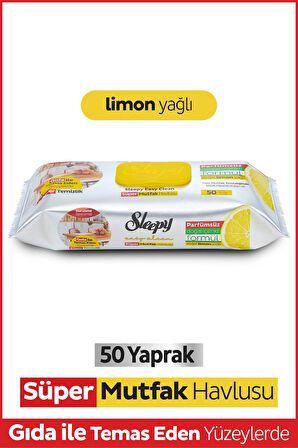 Sleepy Easy Clean Süper Mutfak Havlusu Limon Yağlı 50'li