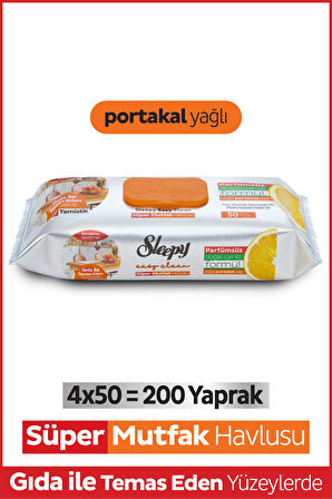 Sleepy Easy Clean Süper Mutfak Havlusu Portakal Yağlı 4x50 (200 Yaprak)