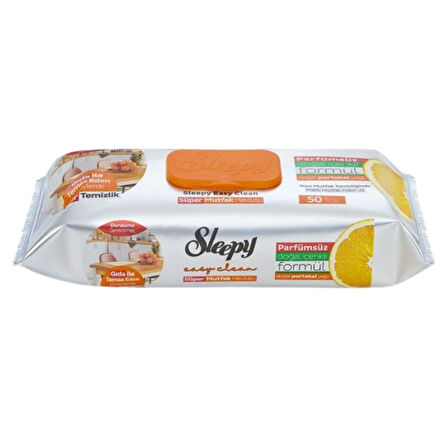 Sleepy Easy Clean Süper Mutfak Havlusu Portakal Yağlı 50'li