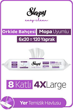 Sleepy Easy Clean Orkide Bahçesi Mopa Uyumlu Yer Temizlik Havlusu&Mendili 6x20 (120 Yaprak)