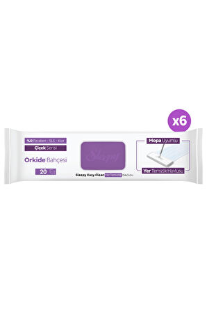 Sleepy Easy Clean Orkide Bahçesi Mopa Uyumlu Yer Temizlik Havlusu&Mendili 6x20 (120 Yaprak)