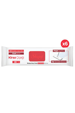 Sleepy Easy Clean Kiraz Çiçeği Mopa Uyumlu Yer Temizlik Havlusu&Mendili 6x20 (120 Yaprak)