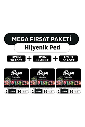 Sleepy Black Premium Plus Hijyenik Ped Mega Fırsat Paketi Uzun 108 Adet