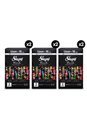 Sleepy Black Premium Plus Hijyenik Ped Mega Fırsat Paketi Uzun 108 Adet
