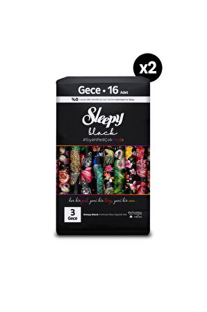 Sleepy Black Premium Plus Hijyenik Ped Gece 32 Adet