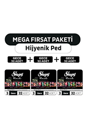 Sleepy Black Premium Plus Hijyenik Ped Mega Fırsat Paketi Gece 96 Adet