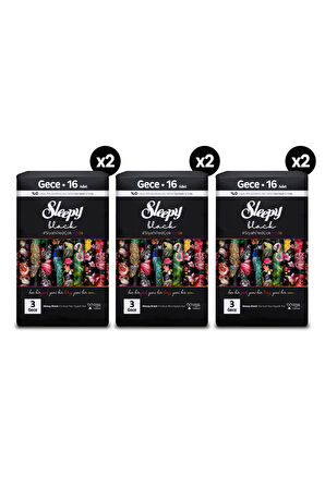 Sleepy Black Premium Plus Hijyenik Ped Mega Fırsat Paketi Gece 96 Adet