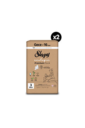 Sleepy Ecologic Premium Plus Hijyenik Ped Gece 32 Adet