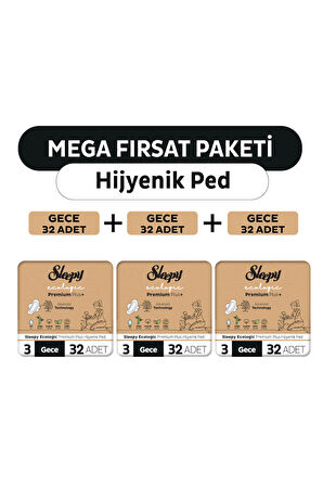 Sleepy Ecologic Premium Plus Hijyenik Ped Mega Fırsat Paketi Gece 96 Adet