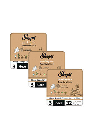 Sleepy Ecologic Premium Plus Hijyenik Ped Mega Fırsat Paketi Gece 96 Adet