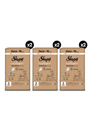 Sleepy Ecologic Premium Plus Hijyenik Ped Mega Fırsat Paketi Gece 96 Adet