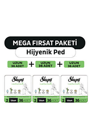Sleepy Natural Ultra Hassas Hijyenik Ped Mega Fırsat Paketi Uzun 108 Adet