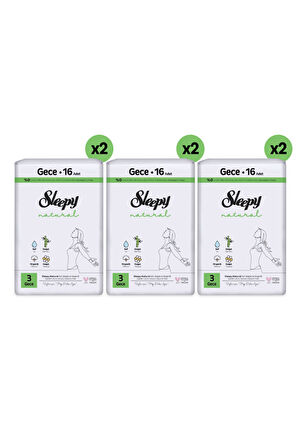 Sleepy Natural Ultra Hassas Hijyenik Ped Mega Fırsat Paketi Gece 96 Adet