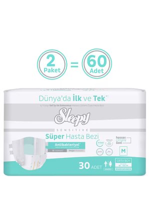 Sleepy Sensitive Antibakteriyel Süper Yetişkin Hasta Bezi Medium 30x2 60 Adet